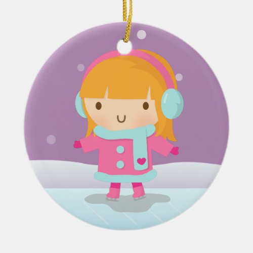 Cute Ice Skater Girl Winter Christmas Ornament