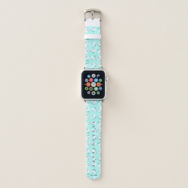 Cute Ice Skates Pattern Blue Figure Skater's Apple Watch Band (Front)