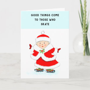 Cute Ice Skating Christmas Holiday Card