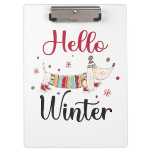 Cute ice skating dog clipboard
