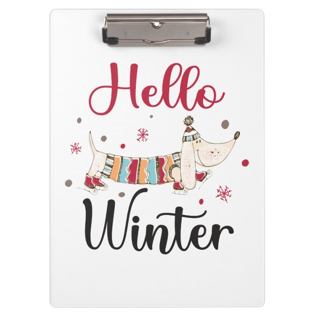Cute ice skating dog clipboard (Front)