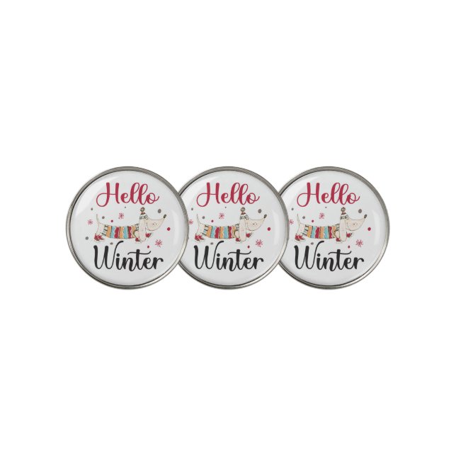 Cute ice skating dog golf ball marker (3 Up)