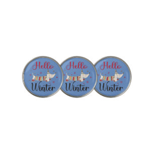 Cute ice skating dog golf ball marker