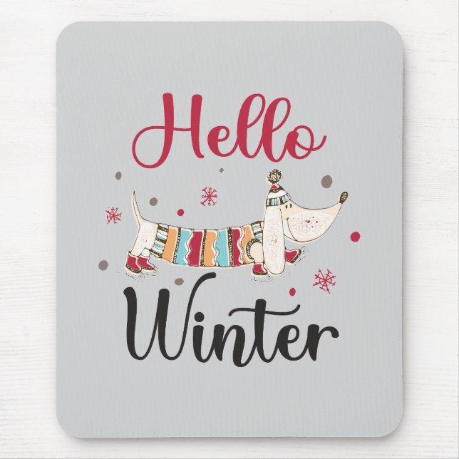 Cute ice skating dog mouse pad (Front)