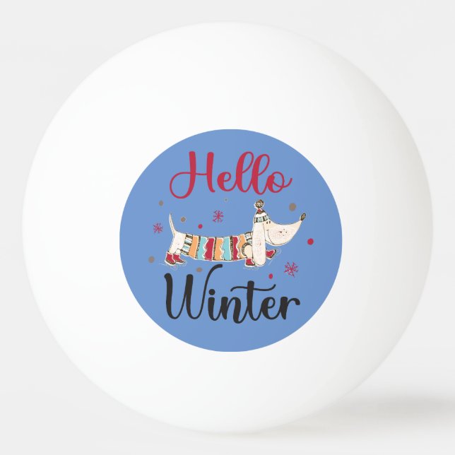 Cute ice skating dog ping pong ball (Front)
