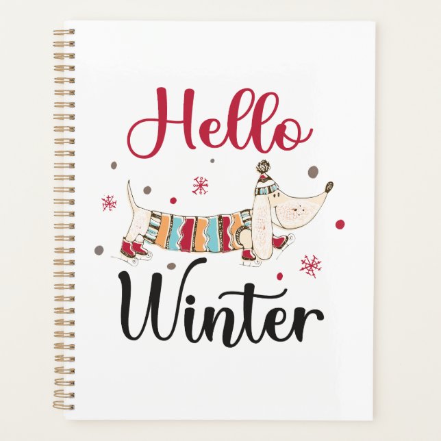 Cute ice skating dog planner (Front)