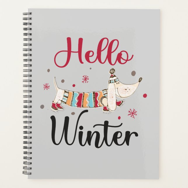 Cute ice skating dog planner (Front)