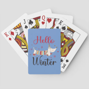 Cute ice skating dog poker cards