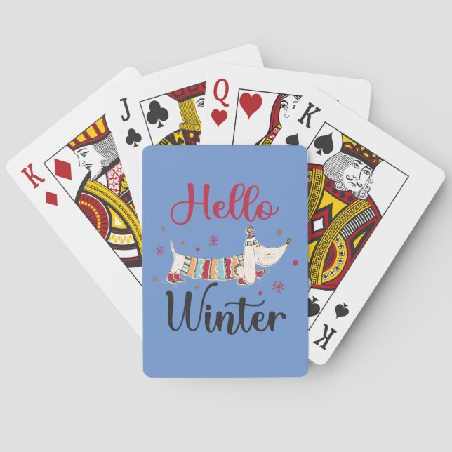 Cute ice skating dog poker cards (Back)