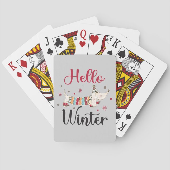 Cute ice skating dog poker cards (Back)