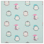 Cute Ice Skating Penguins Christmas Pattern Fabric
