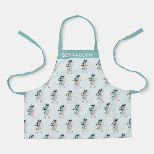 Cute Ice Skating Unicorn in Teal Personalized Apron