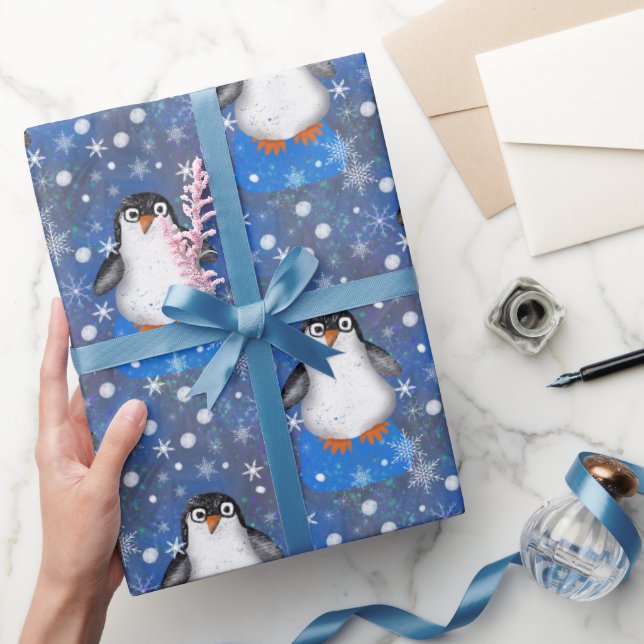 Cute iceberg penguins wrapping paper (Gifting)