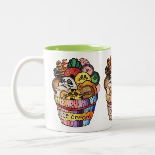 Cute Icecream Animals Two_tone Tea Coffee Mug 