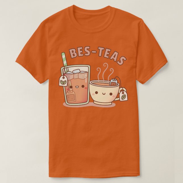 Cute Iced and Hot Teas Bes Teas Besties T-Shirt (Design Front)