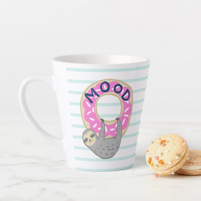 Cute Iced Donut & Hanging Sloth Latte Mug (In Situ)