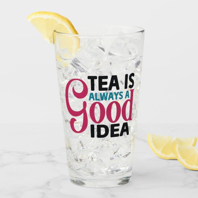 cute iced tea lovers word art  glass (Front Ice)