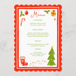 Cute Icons Christmas Holiday CUSTOM Dinner Party Menu