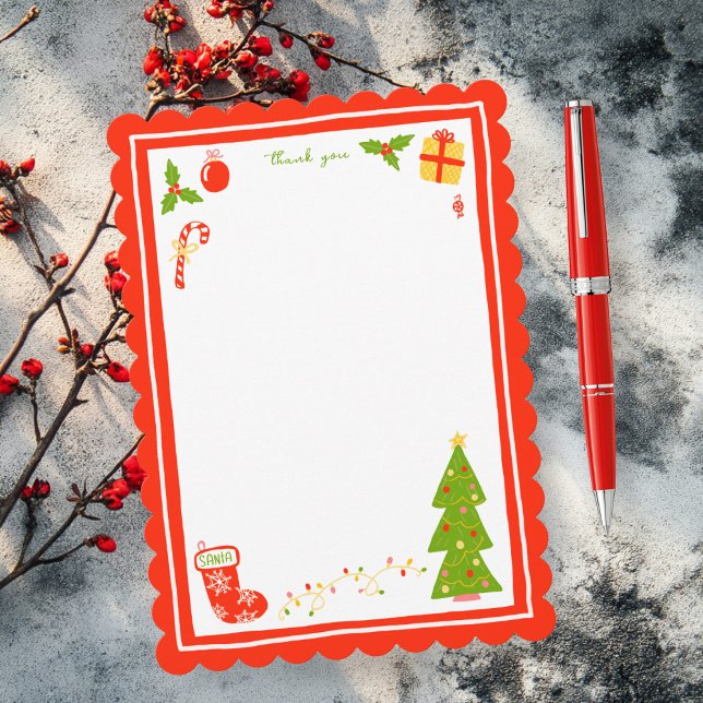 Cute Icons Christmas Holiday CUSTOM Personalized  Thank You Card (Cute Icons Christmas Holiday CUSTOM Personalized Thank You Note Card
)