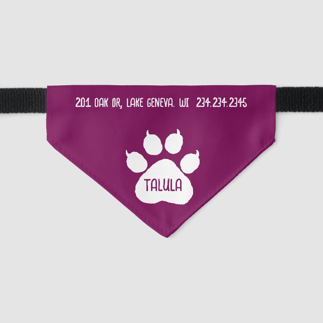 Cute Identity Personalized Cat or Dog's  Pet Bandana Collar (Front)