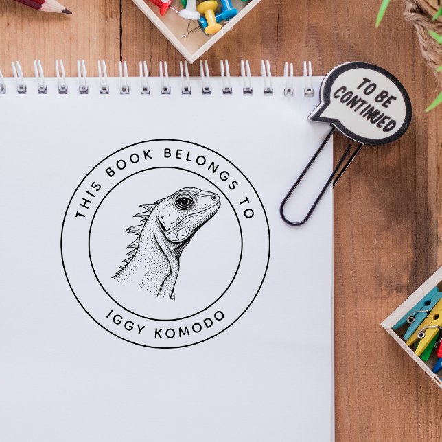 Cute Iguana Baby This Book Belongs To Kid's Name Self-inking Stamp (Creator Uploaded)