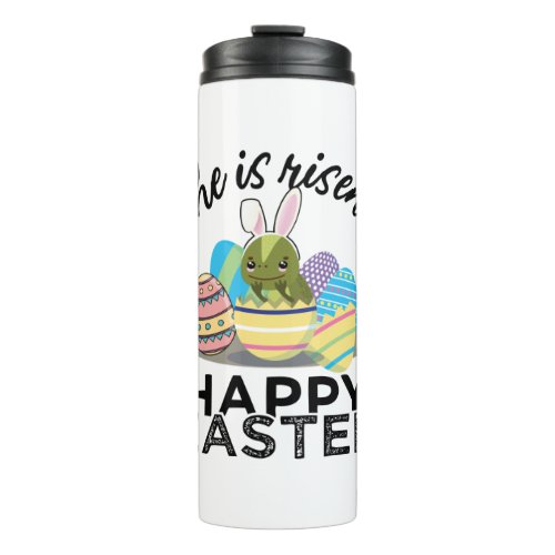 Cute Iguana Lizard Bunny Ears Easter Egg Hunt Rise Thermal Tumbler