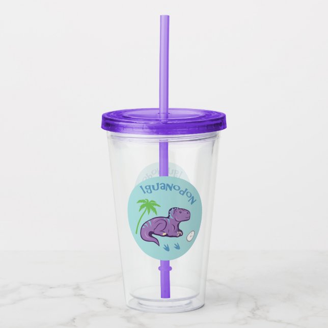 Cute Iguanodon Acrylic Tumbler (Front)