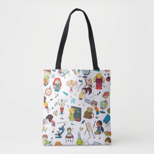 Cute Illustrated Back to School Children Tote Bag