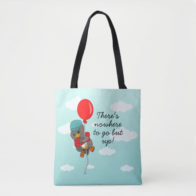 Cute Illustrated Bird &  Inspirational Quote Tote Bag (Front)