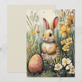 Cute Illustrated Bunny Easter Card