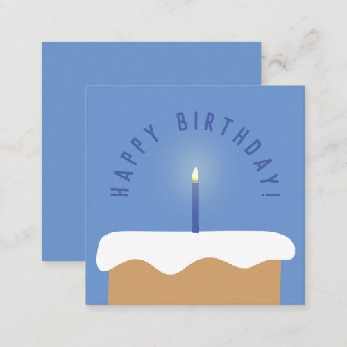 Cute Illustrated Cake Birthday Card  BlueWhite