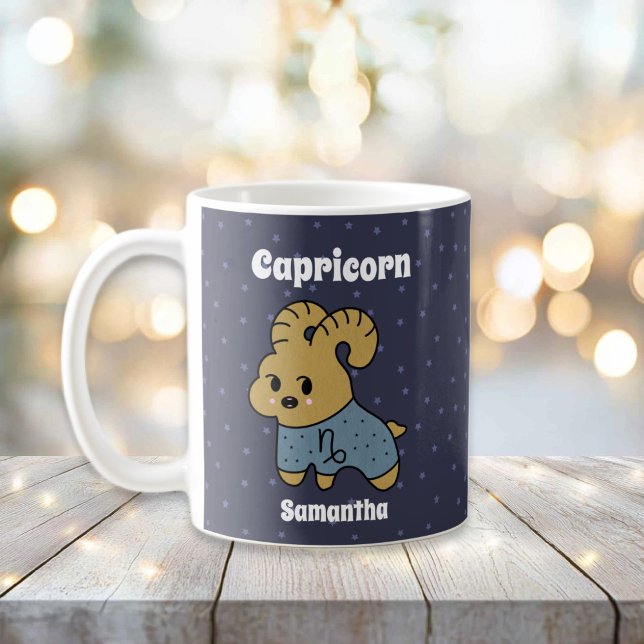 Cute Illustrated Capricorn Zodiac Personalized Coffee Mug (Cute Illustrated Capricorn Zodiac Personalized Coffee Mug
)