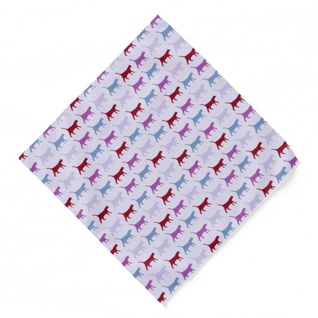 Cute Illustrated Cats Walking Purple Pattern Bandana (Front)