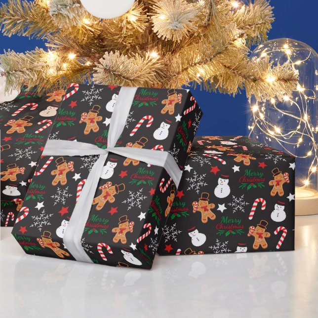 Cute Illustrated Christmas Character  Wrapping Paper (Holidays)