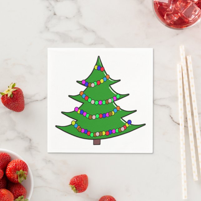 Cute Illustrated Christmas Tree  Napkins (Insitu)
