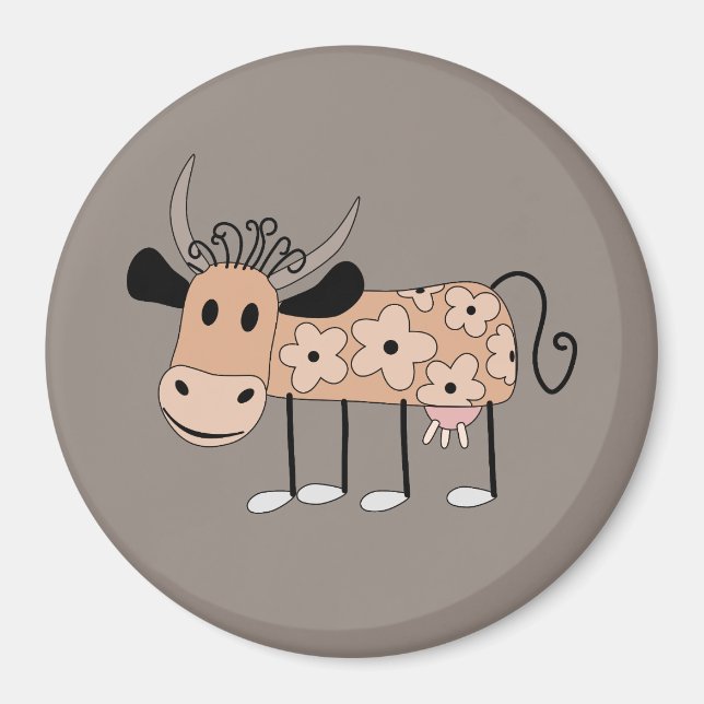 Cute illustrated Cow  Magnet (Front)
