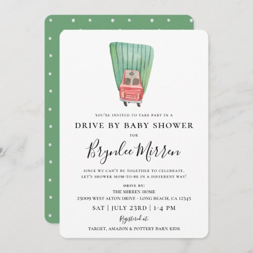 Cute Illustrated Delivery Truck Drive By Shower Invitation