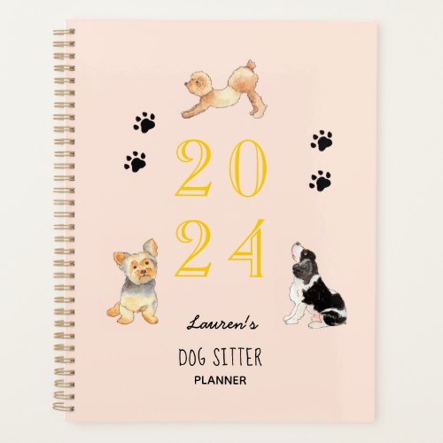 Cute illustrated dog sitters 2024 Planner