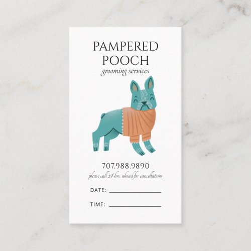 Cute Illustrated Dog Spa Grooming  Appointment Card