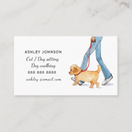 Cute illustrated Dog walking Services Business Card
