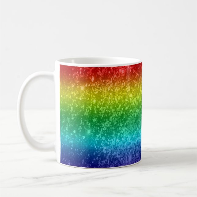Cute Illustrated Glitter Cartoon Rainbow Fun  Coffee Mug (Left)