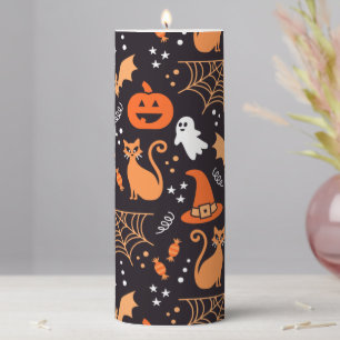 Cute Illustrated halloween black Pillar Candle