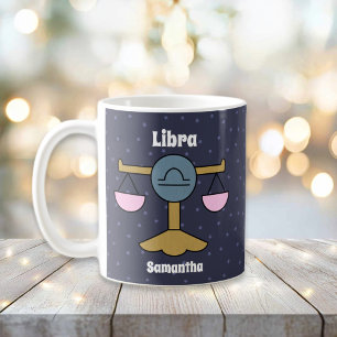 Cute Illustrated Libra Zodiac Personalized Coffee Mug