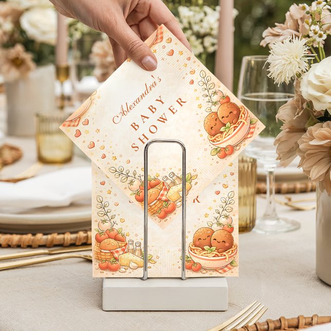 Cute Illustrated Little Meatball Baby Shower Napkins (Creator Uploaded)