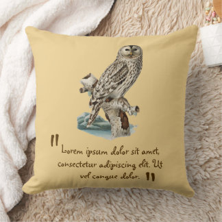 Cute Illustrated Owl with Personalized Text Throw Pillow