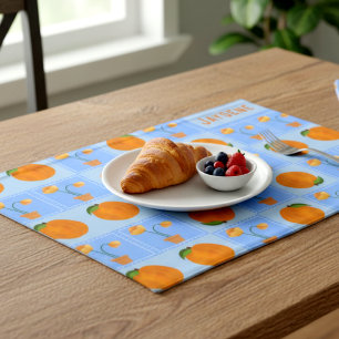 Cute Illustrated Peach & Flower Pot  Cloth Placemat