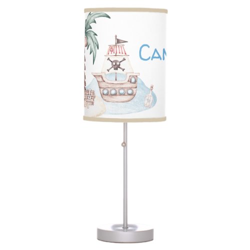 Cute Illustrated Pirate Theme with Custom Name Table Lamp