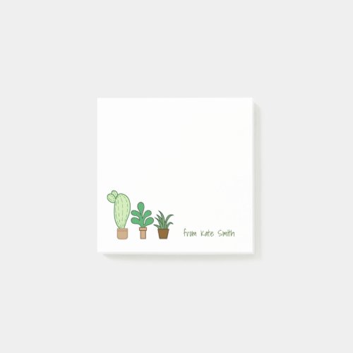 Cute Illustrated Pots of Succulents and Cactus Post_it Notes