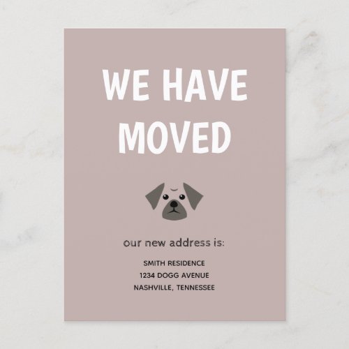 Cute Illustrated Pug We have Moved Announcement Postcard