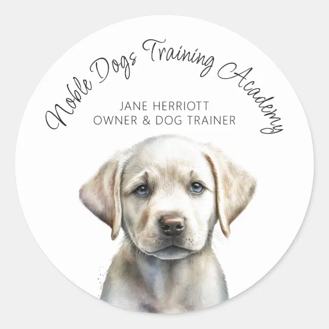Cute Illustrated Puppy Dog Trainer Classic Round Sticker | Zazzle